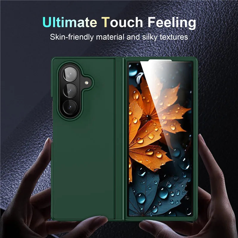 Shockproof Matte PC Folding Phone Case For Samsung Galaxy Z Fold 7 6 5 4 3 Fold7 5G Bracket Stand Holder Cover