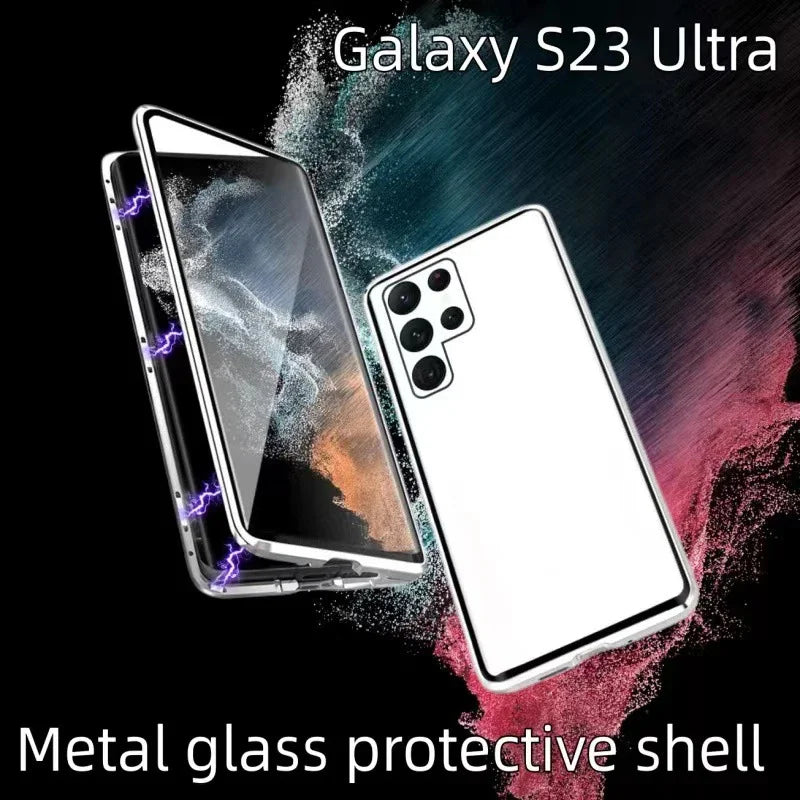 New 360 Protect Magnetic Case For Samsung Galaxy S24 S25 Ultra S23 S22 S21 S20 S23 FE S9 S10 Note 8 9 20 A72 Sided Glass Back