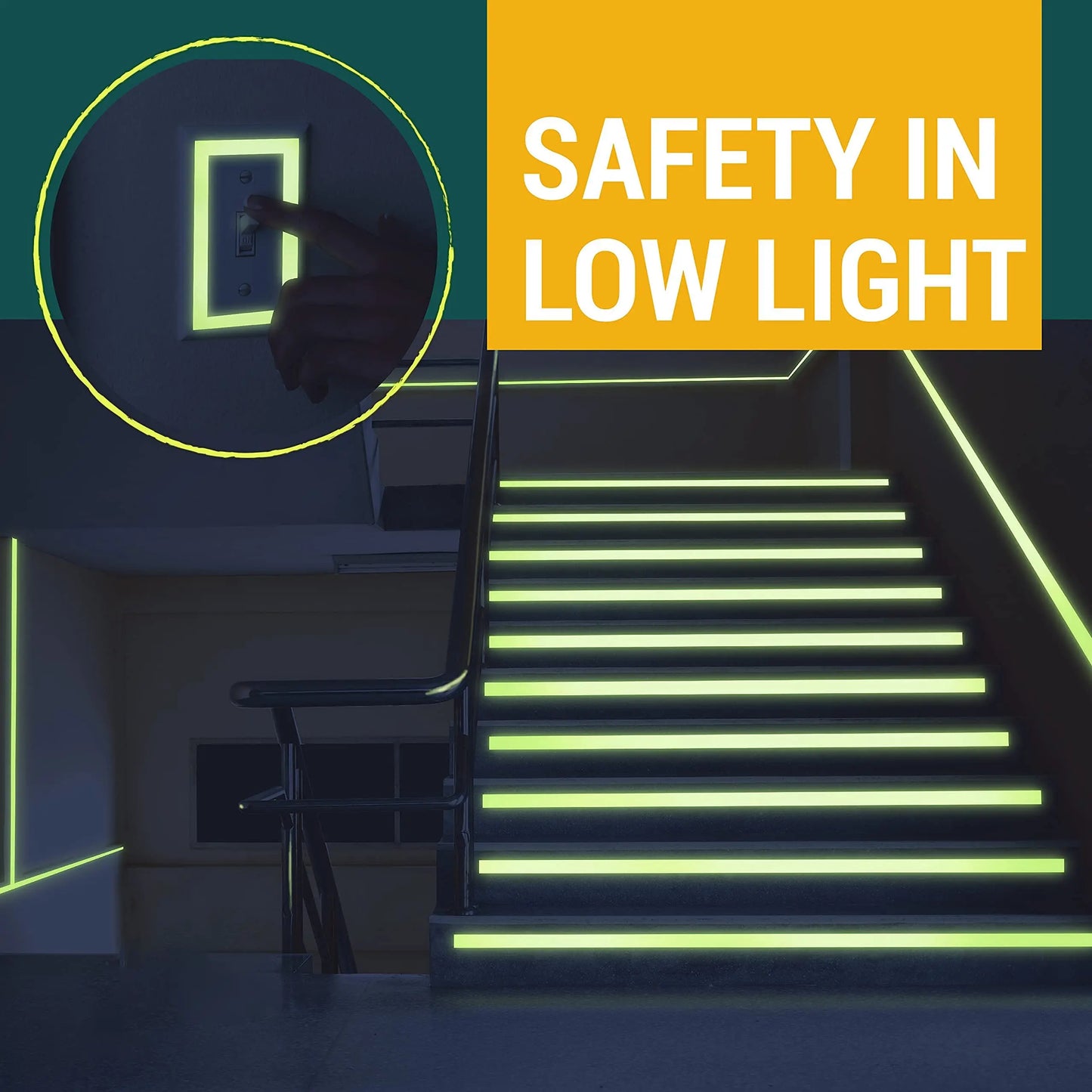 Luminous Tape 3m Green Warning Ground Light Storage Stair Anti-Slip Sticker Bicycle Frame Warning Reflective Fluorescent Tape