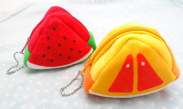 Cartoon Fruit Creative Plush Three-dimensional Coin Wallet Storage Bag School Bag Hanging Children's Holiday Gifts Cartoon Fruit