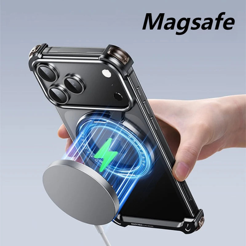 Oatsbasf Phone Case for iPhone 17 Pro/Pro Max/17/Air with 360° Rotatable Stand Metal Frameless Magsafe Protective Shockproof