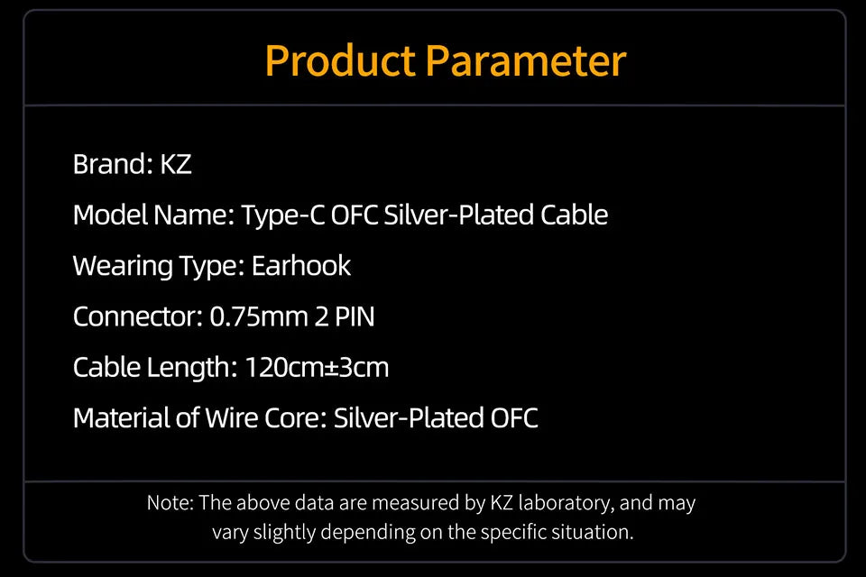 KZ Original Headphone Cable Type C Silver-Plated Upgrade Cable Replacement 2pin Earphone Wire For EDX Pro/ZS10 Pro/ZSN PRO