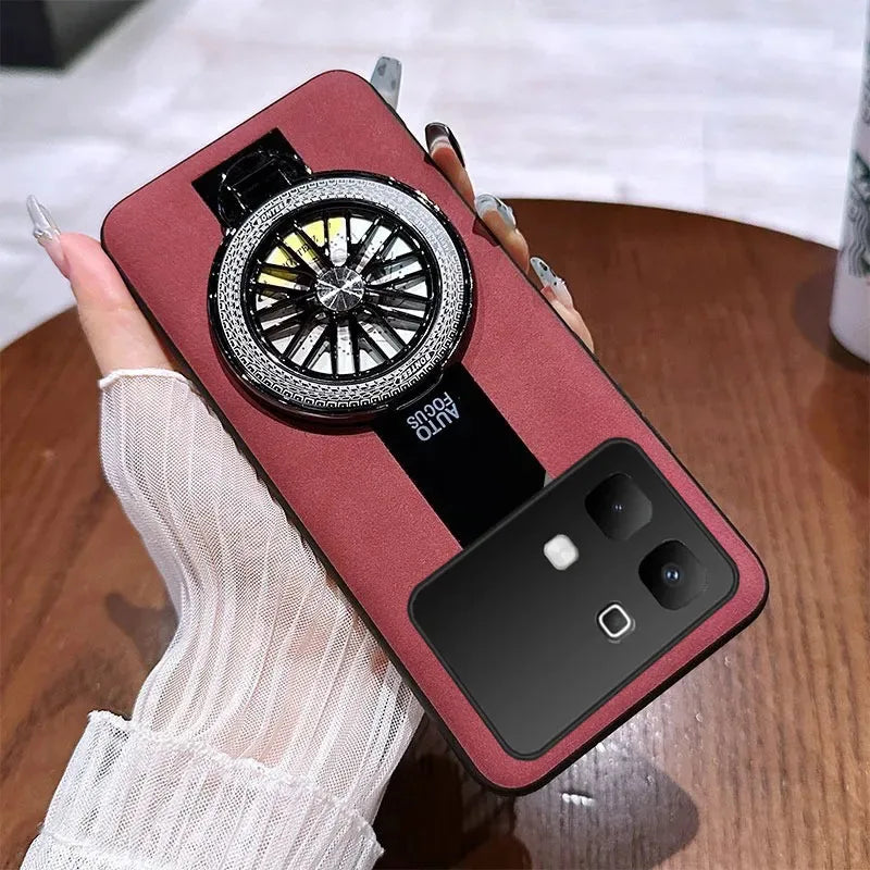 For Infinix Note 60 Pro 5G Solid color synthetic leather silicone shell with heat dissipation bracket For Infinix Note 60 Pro 5G