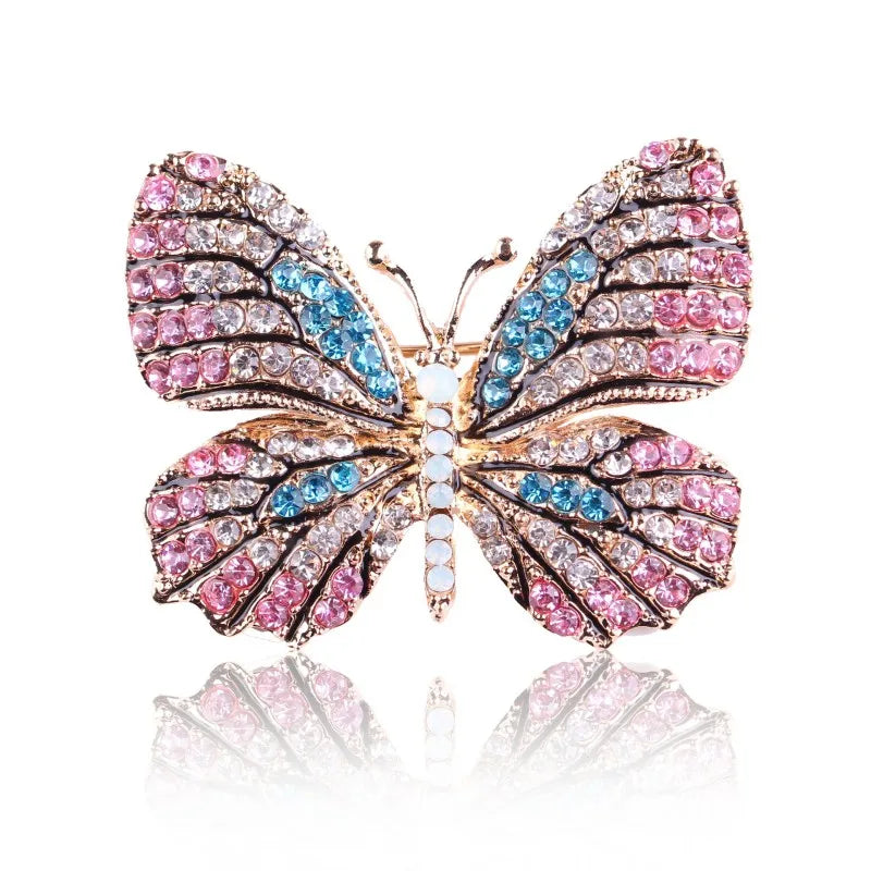 Rhinestone Butterfly Brooch, Glittering , Multi-color Optional, For Women Small Gift
