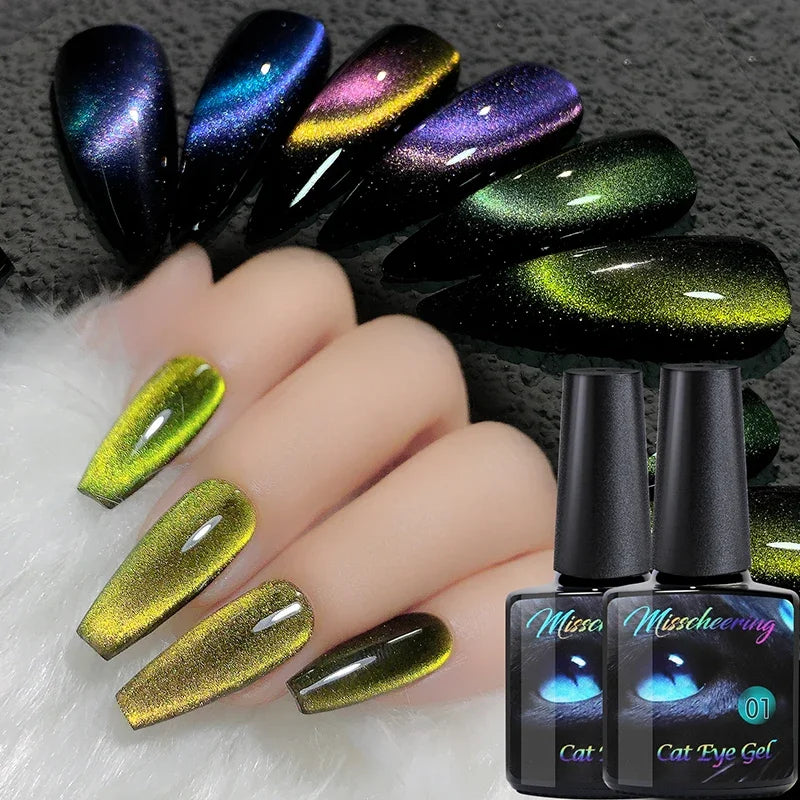8ml 9D Rainbow Cat Eye Magnetic Nail Gel Phototherapy Adhesive Semi Permanent Nail Art Manicure Soak Off LED UV Gel