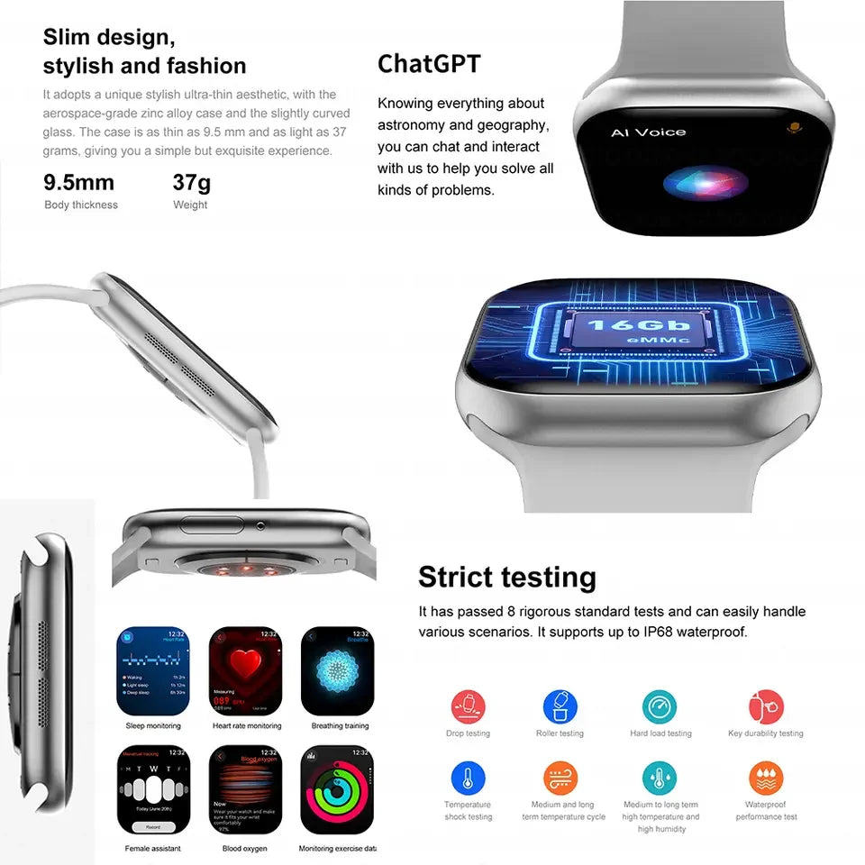 2025 Series 10 Watch 10 GPS Smart Watch Memory Music Video Bluetooth Call Heart Rate Waterproof NFC Smartwatch For Android IOS