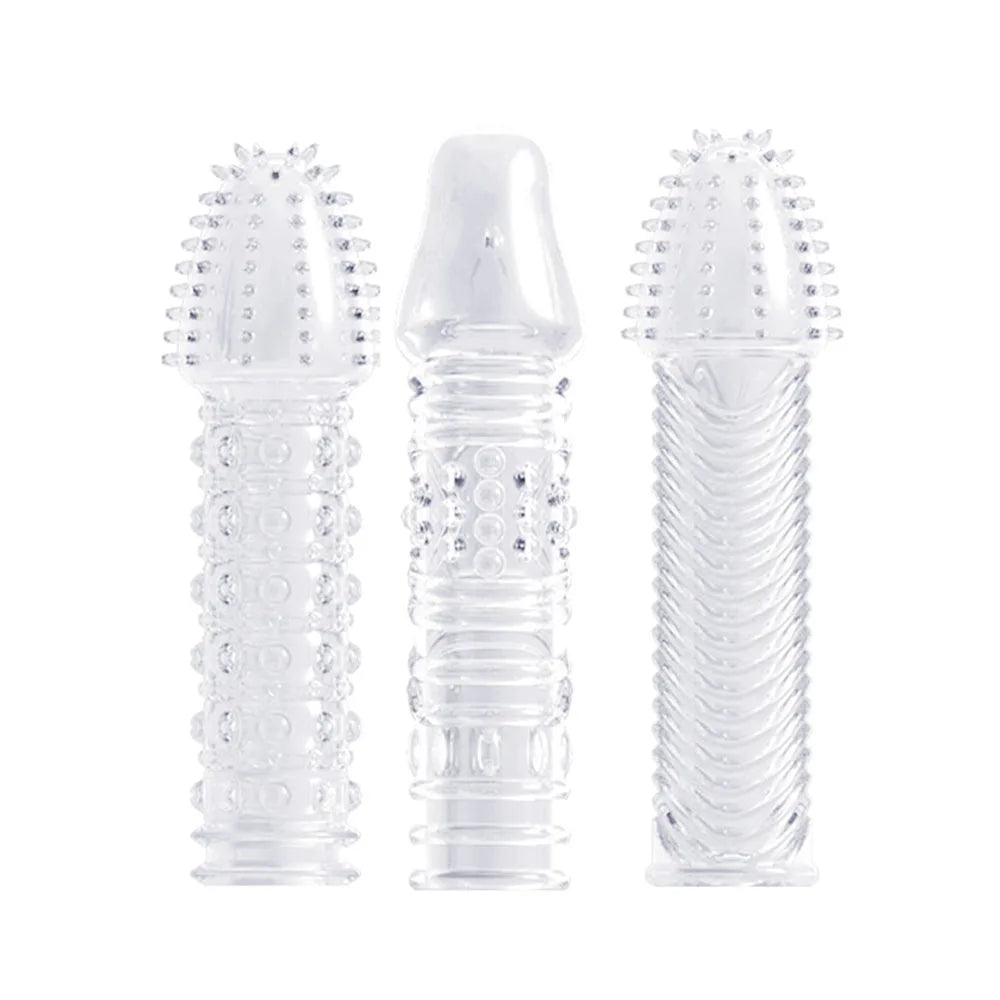 3pcs/set Reusable Condom Crystal Cock Rings Adult Sex Products Sex Toys Penis Sleeves Penis Extension Enlargement For Men