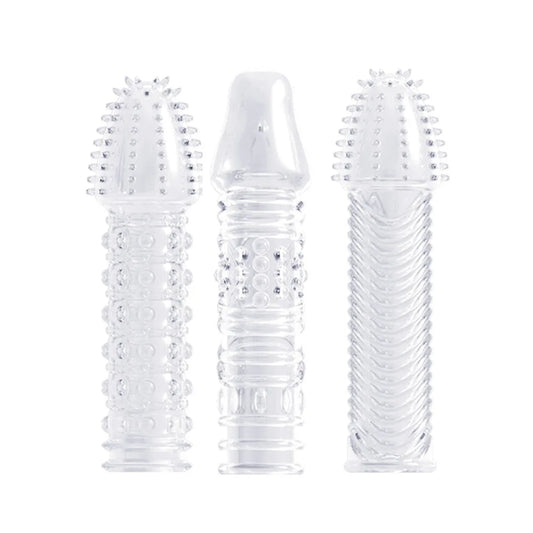 3pcs/set Reusable Condom Crystal Cock Rings Adult Sex Products Sex Toys Penis Sleeves Penis Extension Enlargement For Men