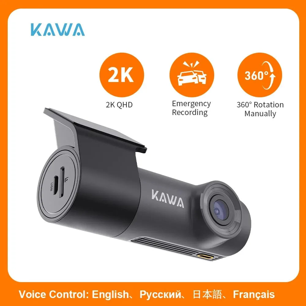 2K Dash Camera For Car DVR Dash Cam KAWA D5 Video Recorder Emergency Voice Control Night Vision WiFi APP Monitor WDR Dashcam