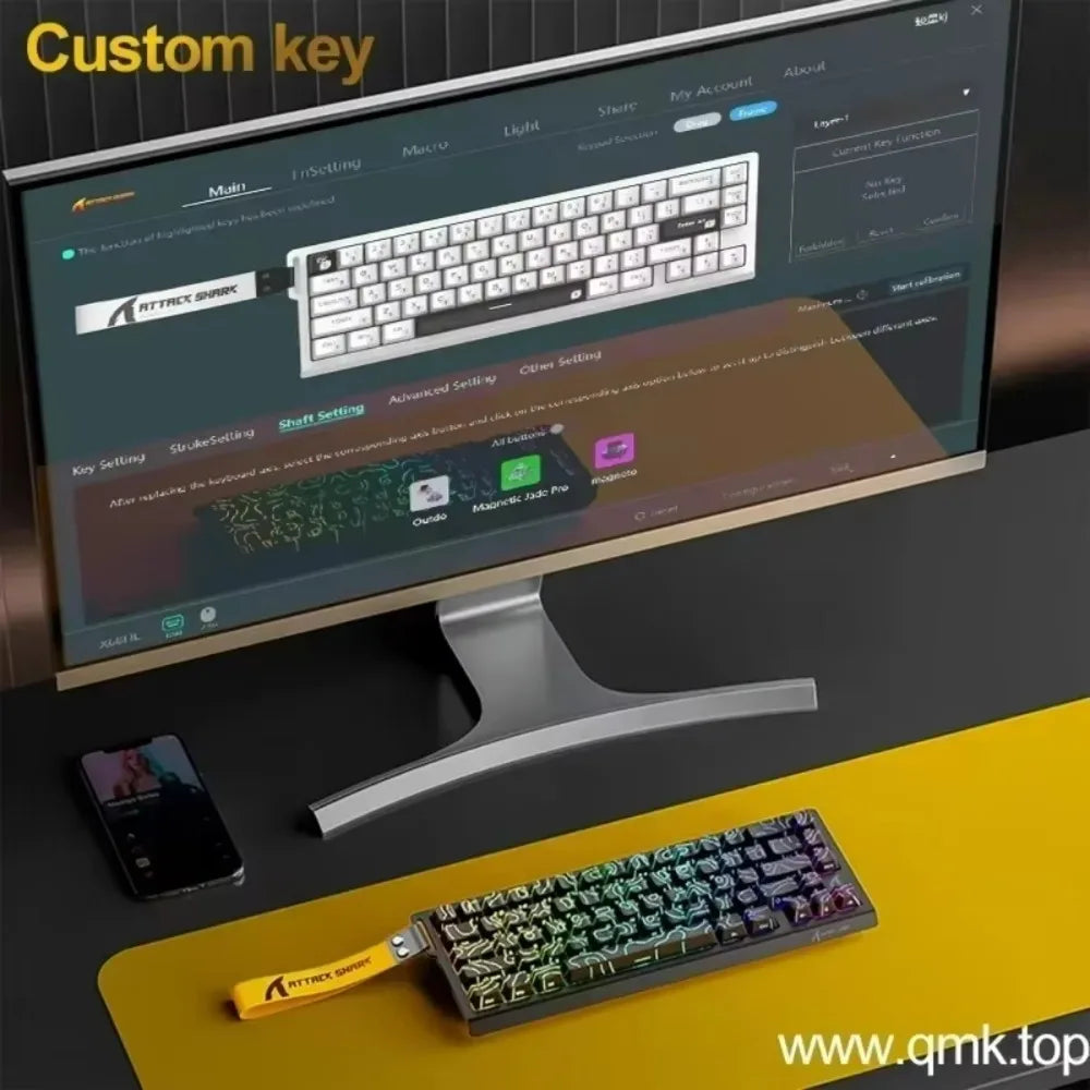 ATTACK SHARK X68HE Keyboard Magnetic Mechanical Gaming Wired Keyboard RGB 0.01mm Rapid Trigg 8000Hz SOCD/Rs 0.125ms 128K Rate