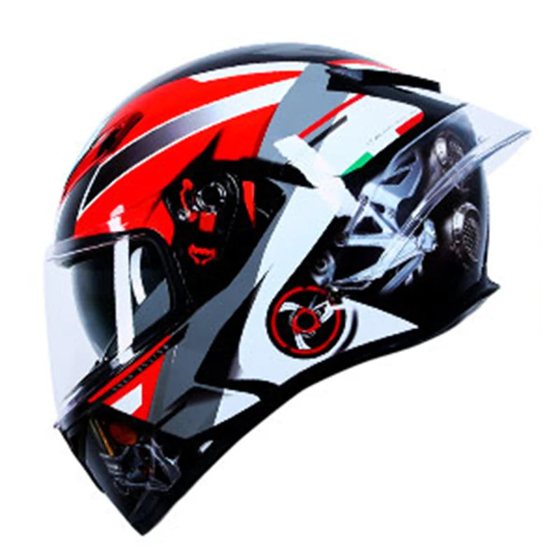 ICE.BEACON Anti fog 3C certification national standard locomotive Motorcycle big tail racing double lens helmet fashion trend pe