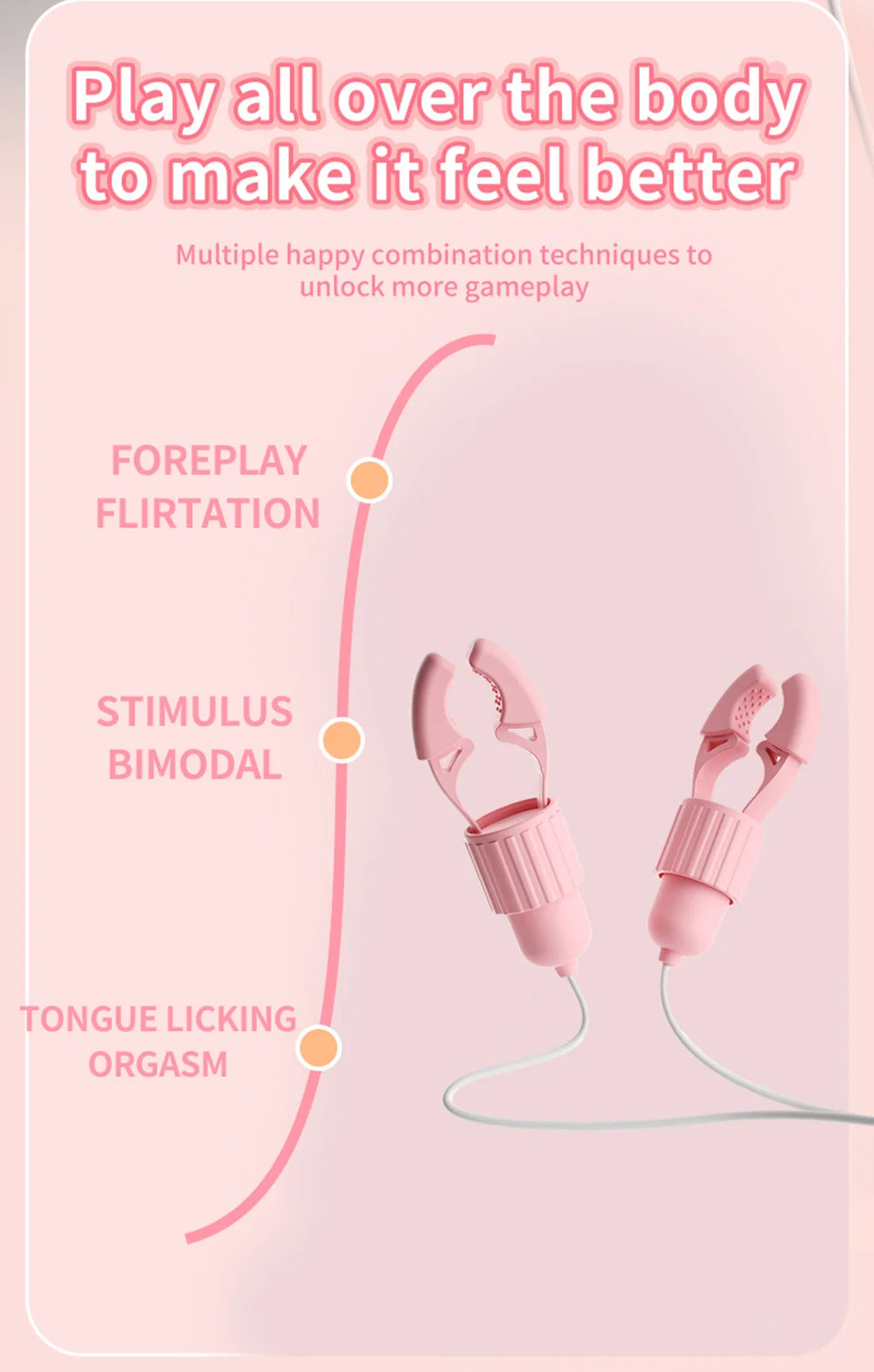 Sucking Vibrating Nipple Clamp Tongue Licking Vibrator For Women Breast Massage Labia Clitoris Clip Stimulation Massager Sex Toy