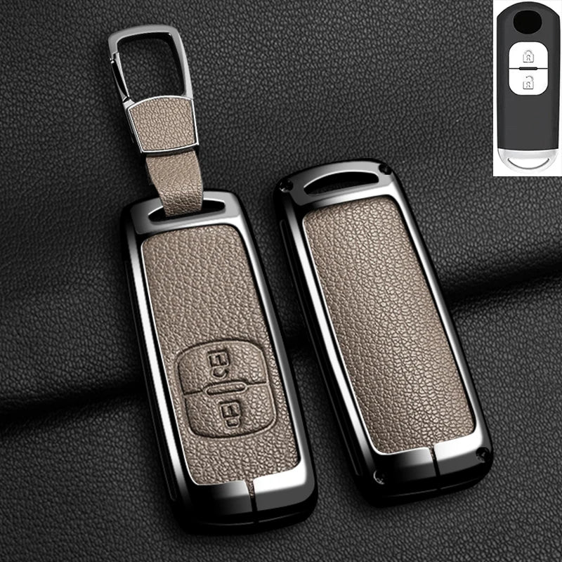 Suitable for Mazda Axela Atenza 3 2 6 CX3 CX5 CX30 CX8 CX9 MX5 SKYACTIV Zinc Alloy Car Key Cover Leather Car Key Bag Holder