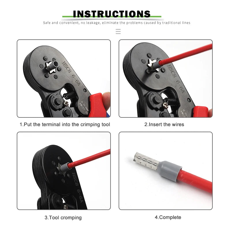 Manual Crimping Pliers HSC8 6-4A/HSC8 6-6A Tube Terminal Crimping Tool With Terminal Tip Set for Home Improvement and Electrica