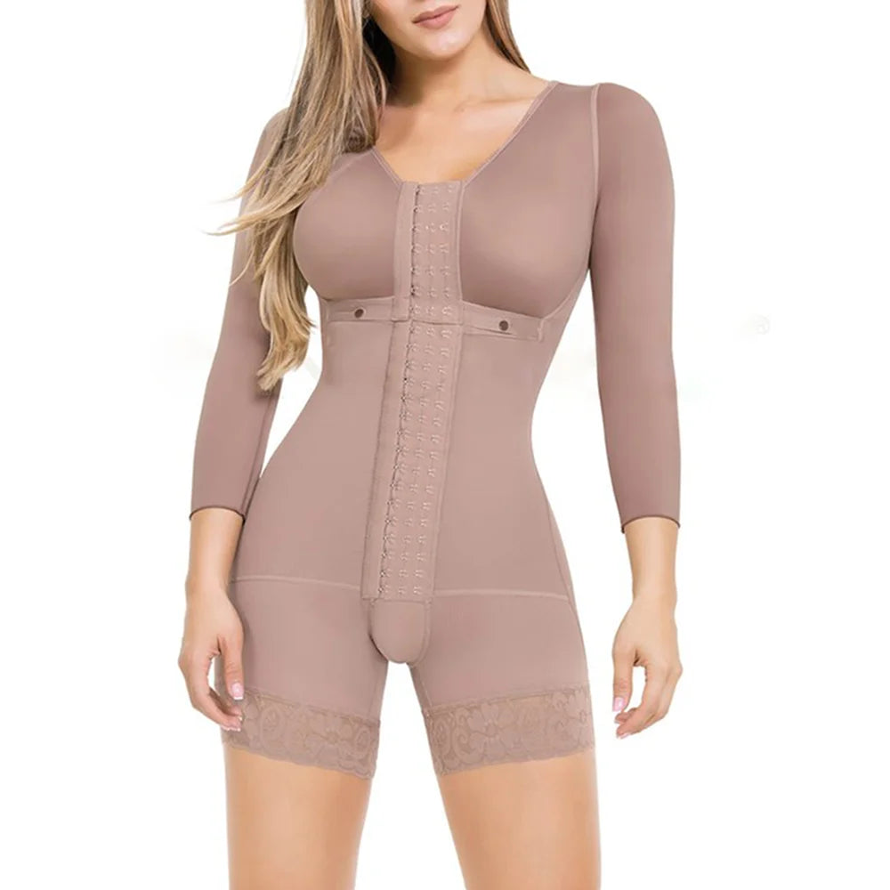 Women's Corset Firm Control Shapewear Full body Fajas Long Sleeves Waist Trainer Slimming Bodysuit Post Surgery High Compression