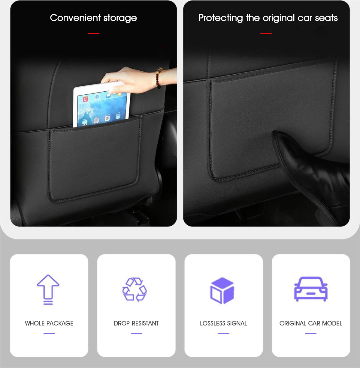 Car Seatback Protector for Tesla Model Y Model 3 Seat Back Protective Child Anti-Kick Mats Black Leather Interior Accessories