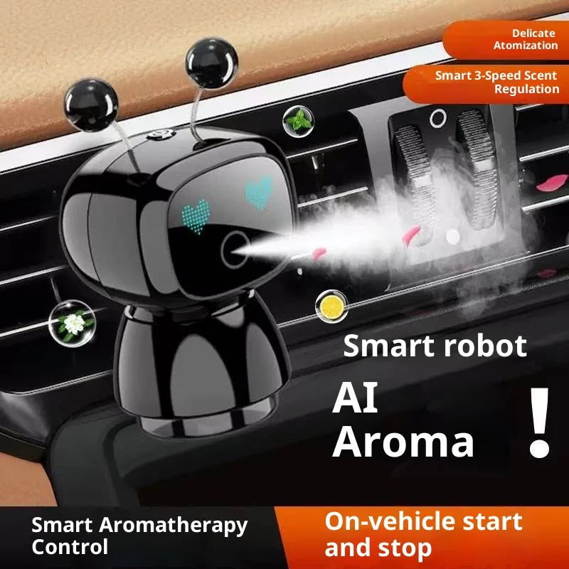 Creative Car Smart Aromatherapy Diffuser - Robot-shaped Aromatherapy Ornament, Air Freshener with Long-lasting Light Fragrance