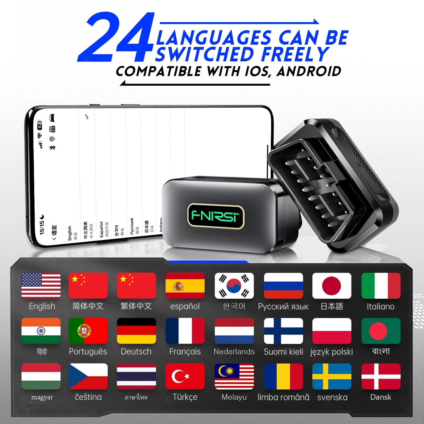 FNIRSI FD10 Car OBD2 Scanner Code Reader Clear Error OBD Diagnostic Tool IOS Android BluetoothV5.1 Check Engine Light Car Repair