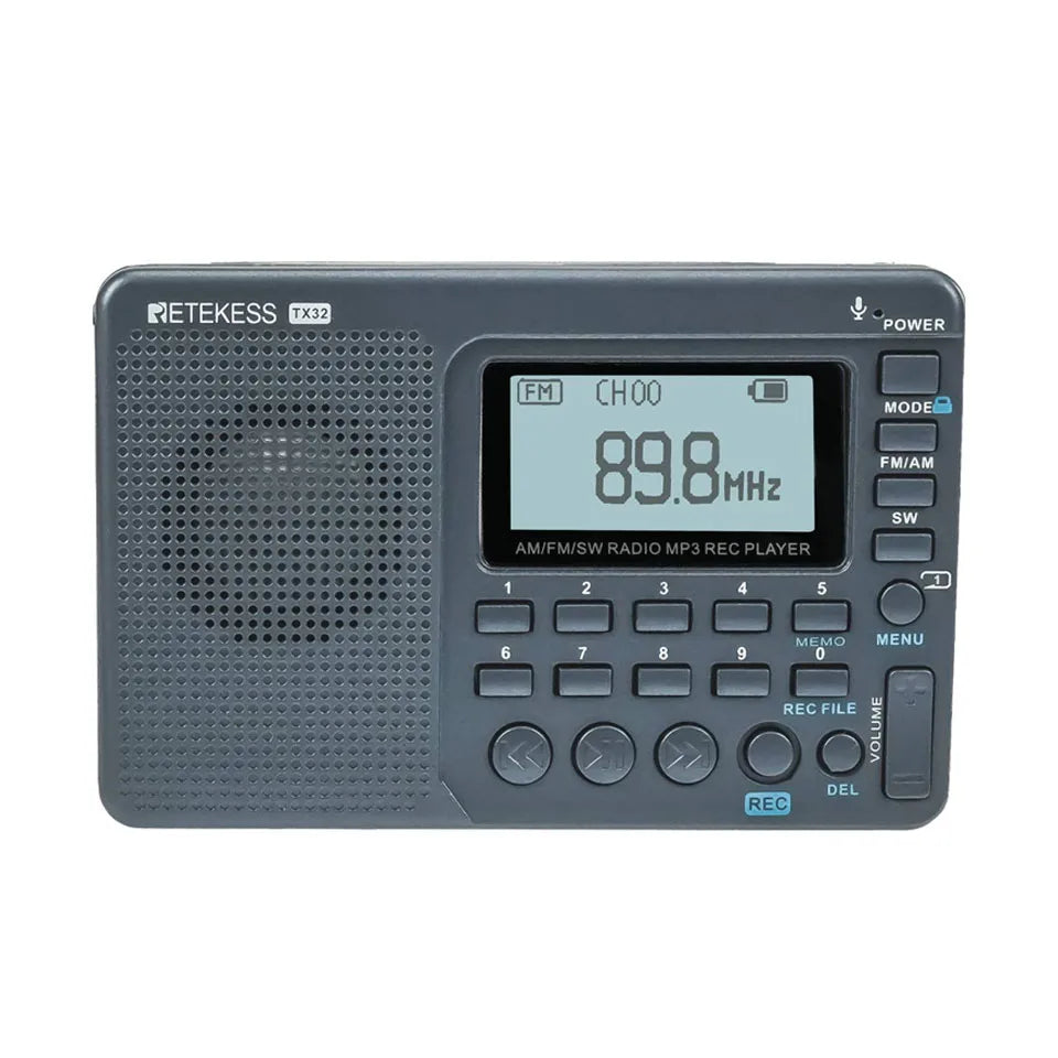 RETEKESS V115 Radio FM AM SW Portable Radios Rechargeable  Radio Batteries multiple bands  USB Recorder Speaker for Elders TX32