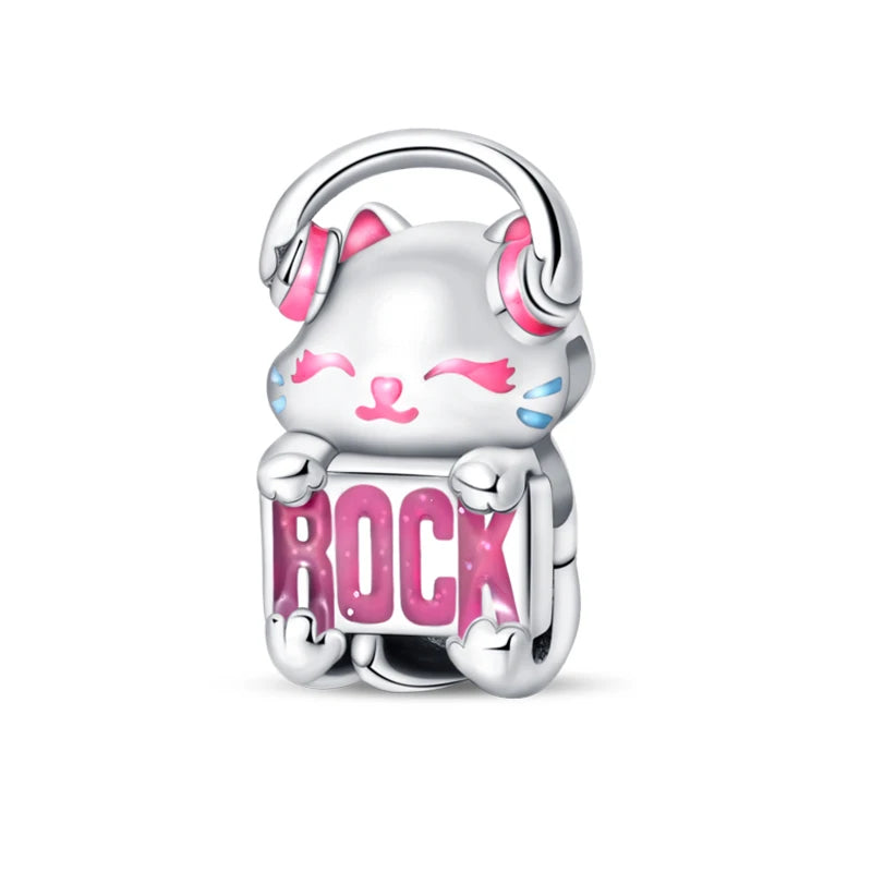925 Sterling Silver Princess Powder Series Exquisite Daily Bow Sweet Charms Beads Fit Pan Original Bracelets DIY Jewelry