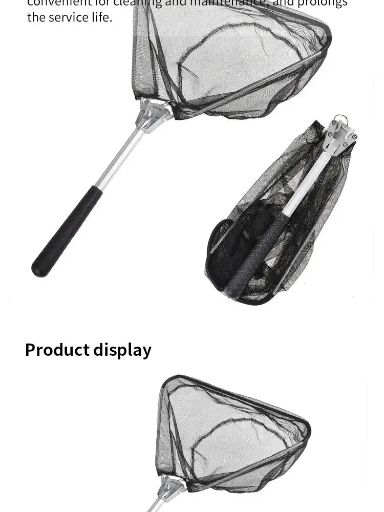 1pc Heavy Duty Folding Fishing Landing Net - 5.91FT/7.87FT Pole Handle For Kayak, Fly, Catfish, Bass, Crab & Trout!