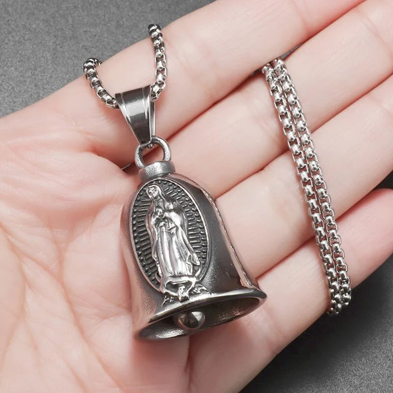 Biker Motorcycle Bell Necklace Charm Men\\\\'s Trend Jewelry Lucky Bell Pendant with Stainless Steel Chain