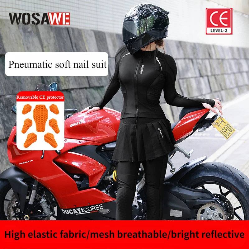 Knight suit women's spring/summer cycling wear Breathable motorcycle protection soft protective jacket top culottes