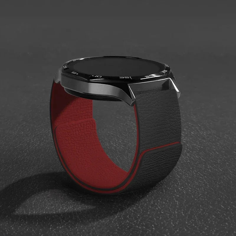 Magnetic Loop Strap For Samsung Galaxy Watch 7/6/5/4 Classic Silicone Lychee pattern 18mm 20mm 22mm Bracelet HUAWEI GT3-4-5 Band