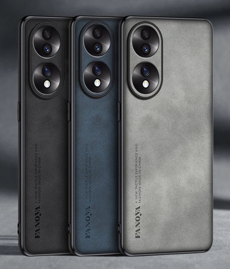 Luxury PU Leather Case For Honor 90 70 50 Back Cover Matte Full Protection TPU Silicone Phone Case For Honor50 Honor70 Honor90