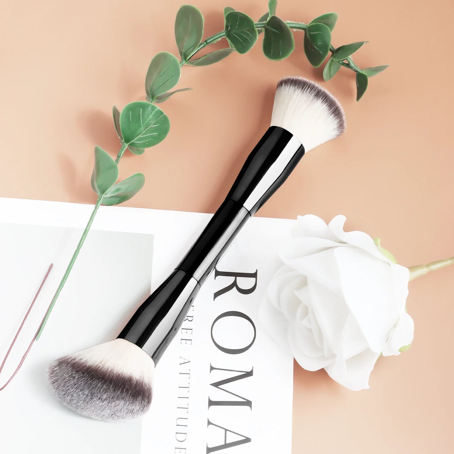 1pc Professional Makeup Brush Includes Dual-Ended Face Brushes Angled Brush Short Handle Foundation Brush