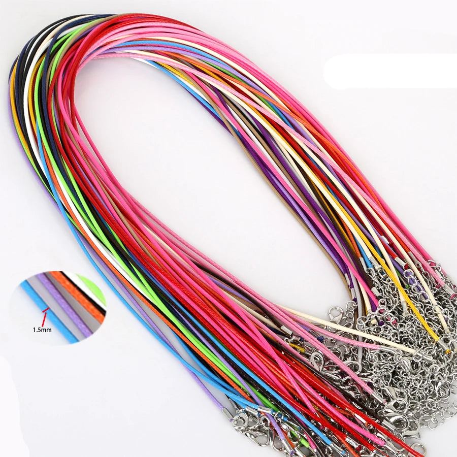 10 Pcs/lot Faux Leather Chains Bracelet Choker Necklace With Lobster Clasp DIY Jewelry Making Findings String Cord 1.5 mm