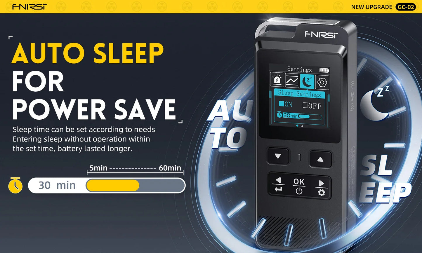 FNIRSI GC-02 Geiger Counter Nuclear Radiation Detector Personal Dosimeter X-ray γ-ray Radioactivity Tester Marble Detector