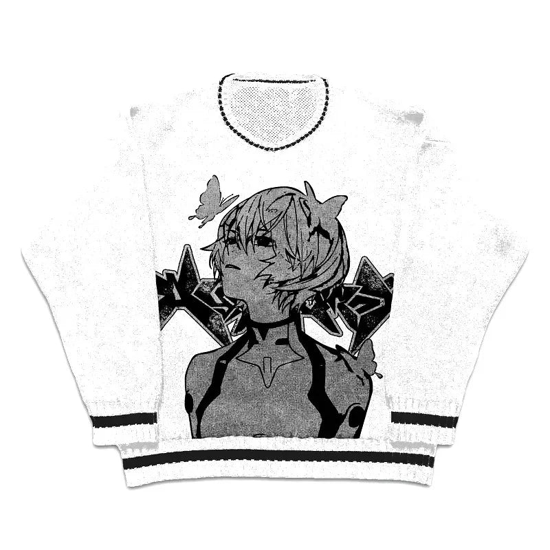 Women's Sweater pullover sweatshirt long sleeve winter vintage print pattern clothes hip hop oversize Anime Knit Sweater EMO