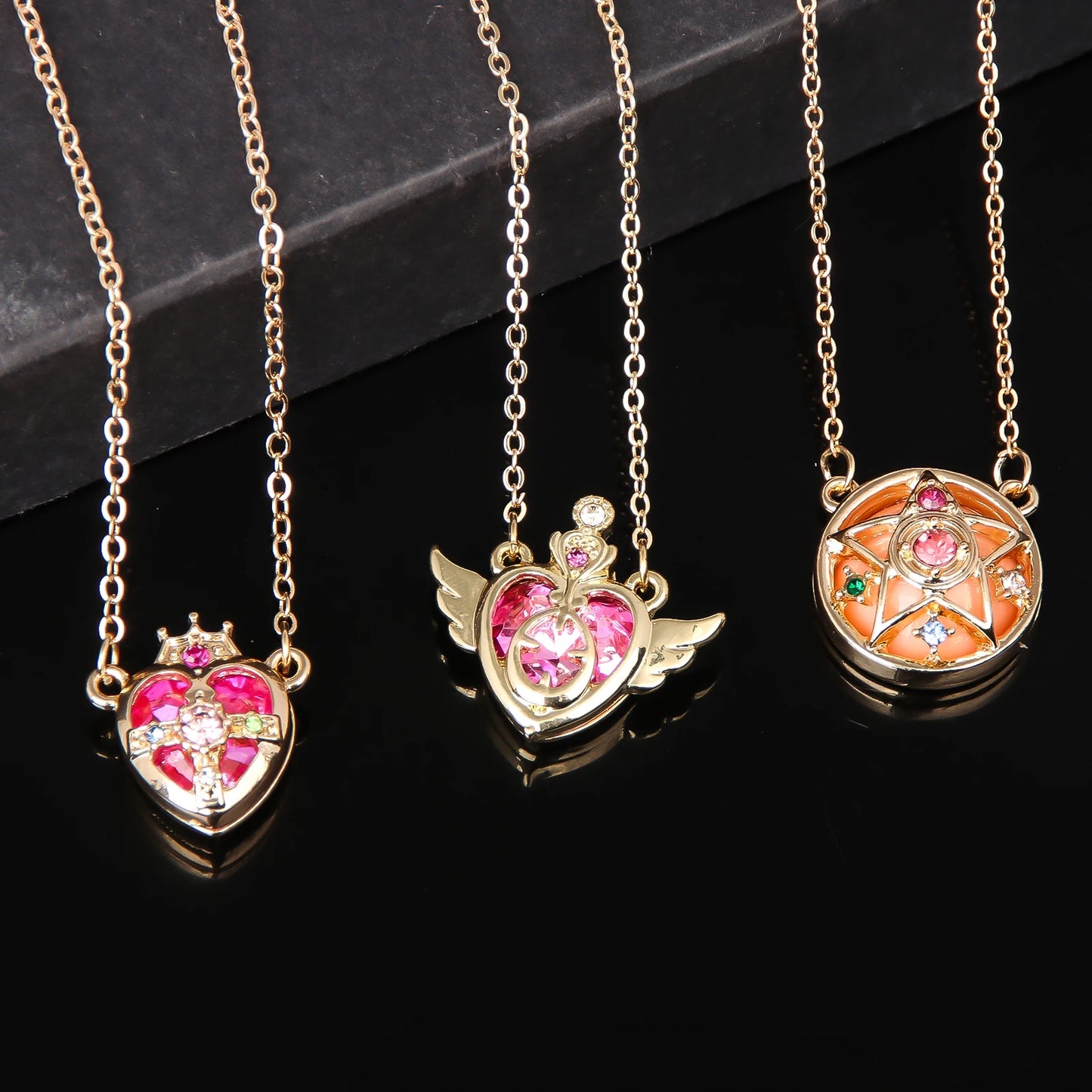 Anime Sailor Moon Necklace Love Wings Magic Stick Pendant Necklace Girl Jewelry Gift Cosplay Prop Choker