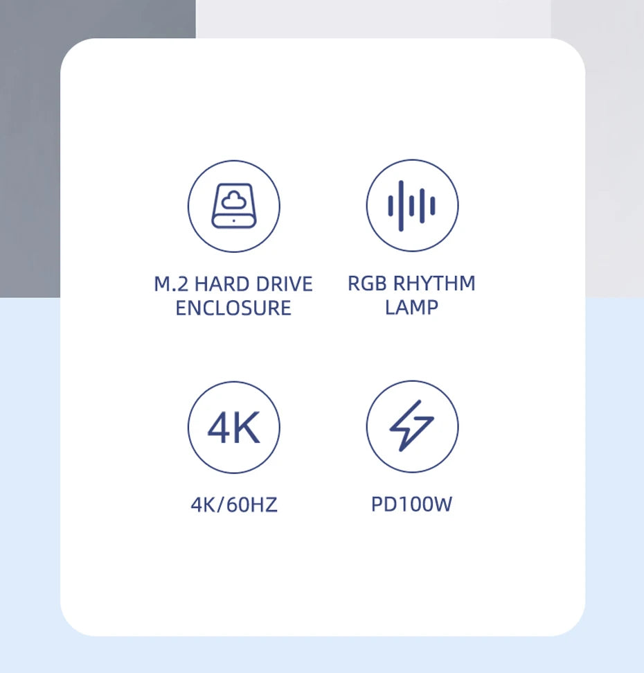 Hagibis USB C Docking Station with Dual HDMI Monitor M.2 SSD Enclosure Ethernet 100W PD USB Hub SD/TF-U100/U100 Pro/U100 Ultra