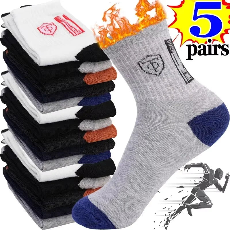 4 Pairs Of Men's Vintage Striped Crew Socks, Thermal Breathable Comfy Socks For Men's Wearing, Autumn & Winter