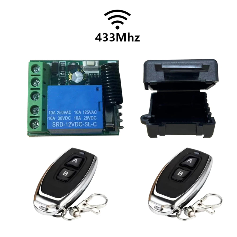 433 Mhz Universal Gate Remote Control Switch DC 12V 10A Relay Receiver Mini Module Remote Control for Gate LED Garage Door