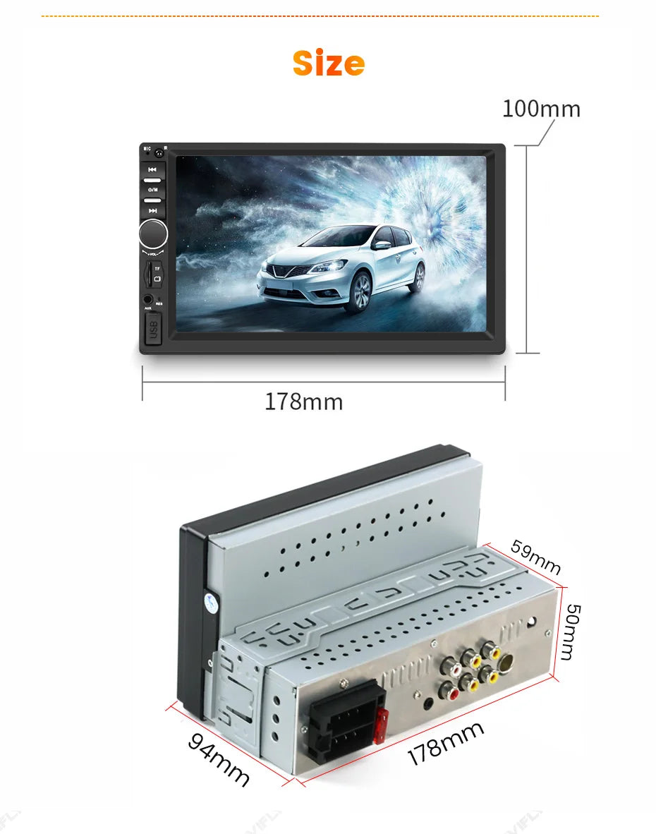 MEKEDE 7" 1Din for Universal Car Radio MP5 Touch Screen DVD Video Multimedia Player Support Mirror Lin-k BT SWC FM Camera Stereo