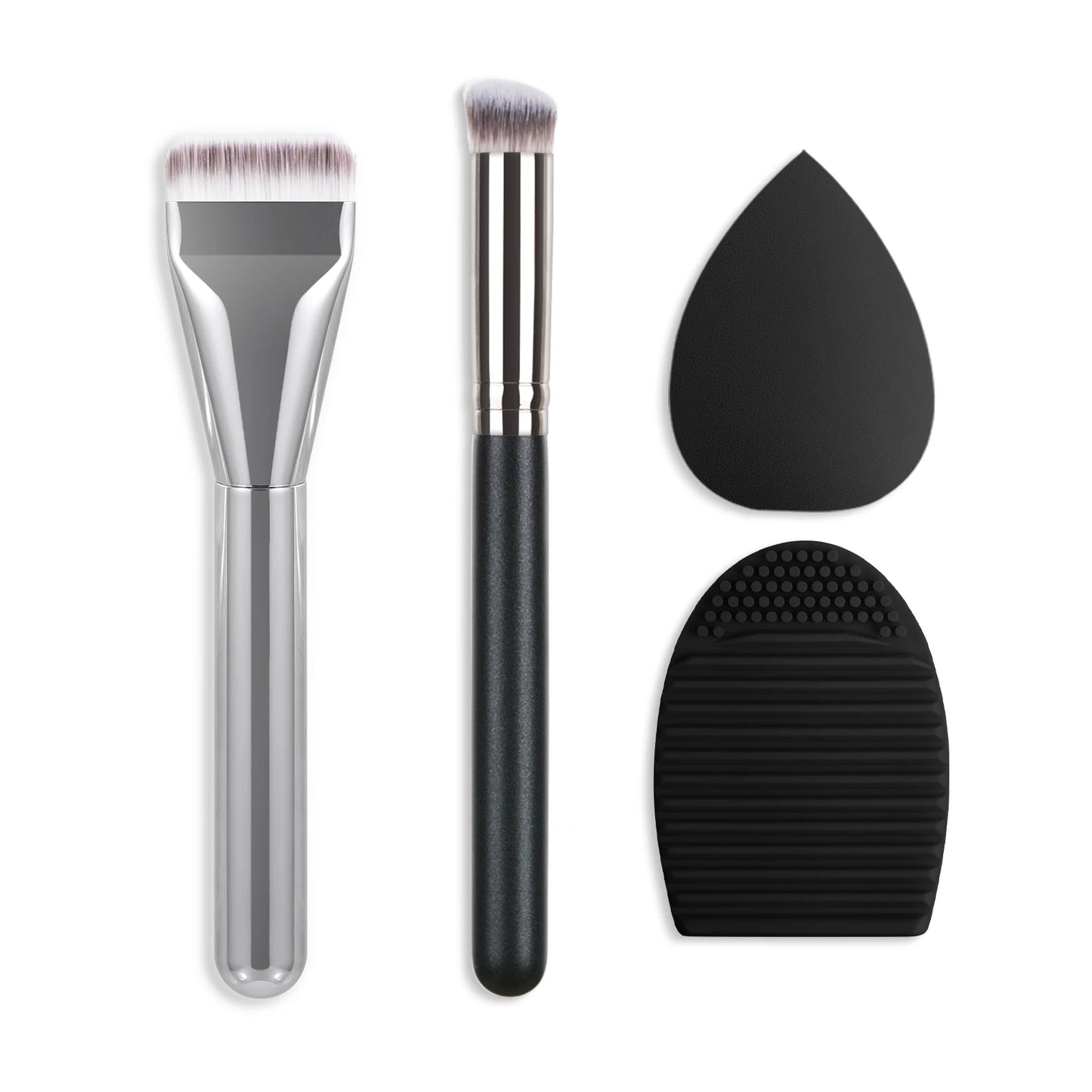 Ultra Thin Foundation Brush Makeup Mixing Palette with Spatula Flat Face Contour Brush Cosmetic Puff Blender Beauty Makeup Tools