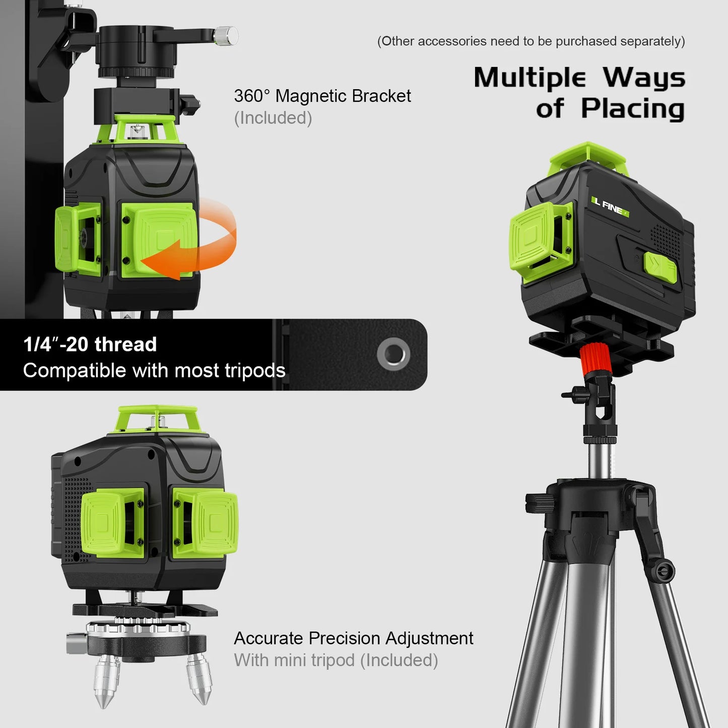 Lfine 4D 16 Lines 360°Self-leveling Laser Levels with Tripod and Suitcase Horizontal And Vertical Professional Laser Level Tool