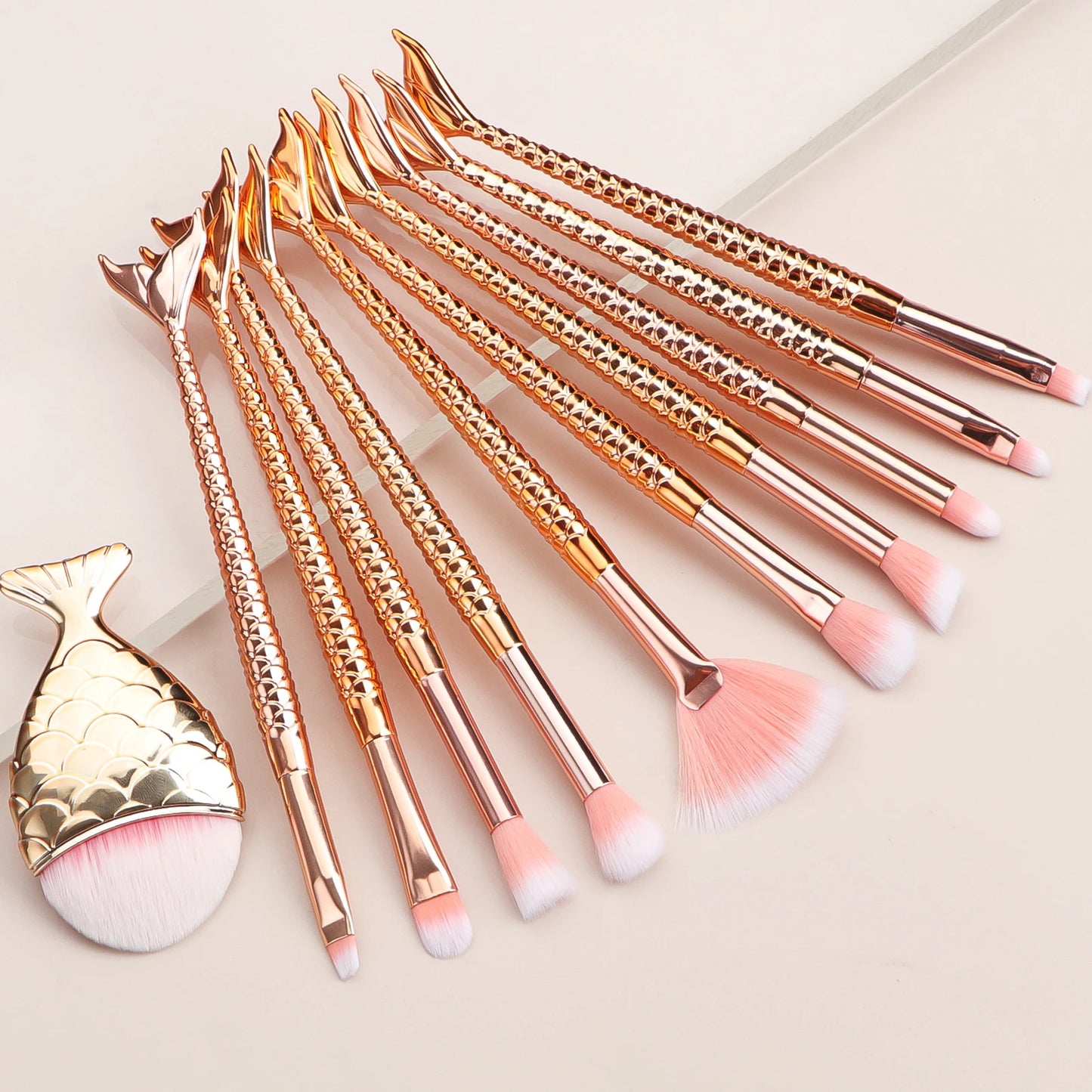 11 pcs mermaid makeup brushes, fish tail makeup brush set, beauty tools