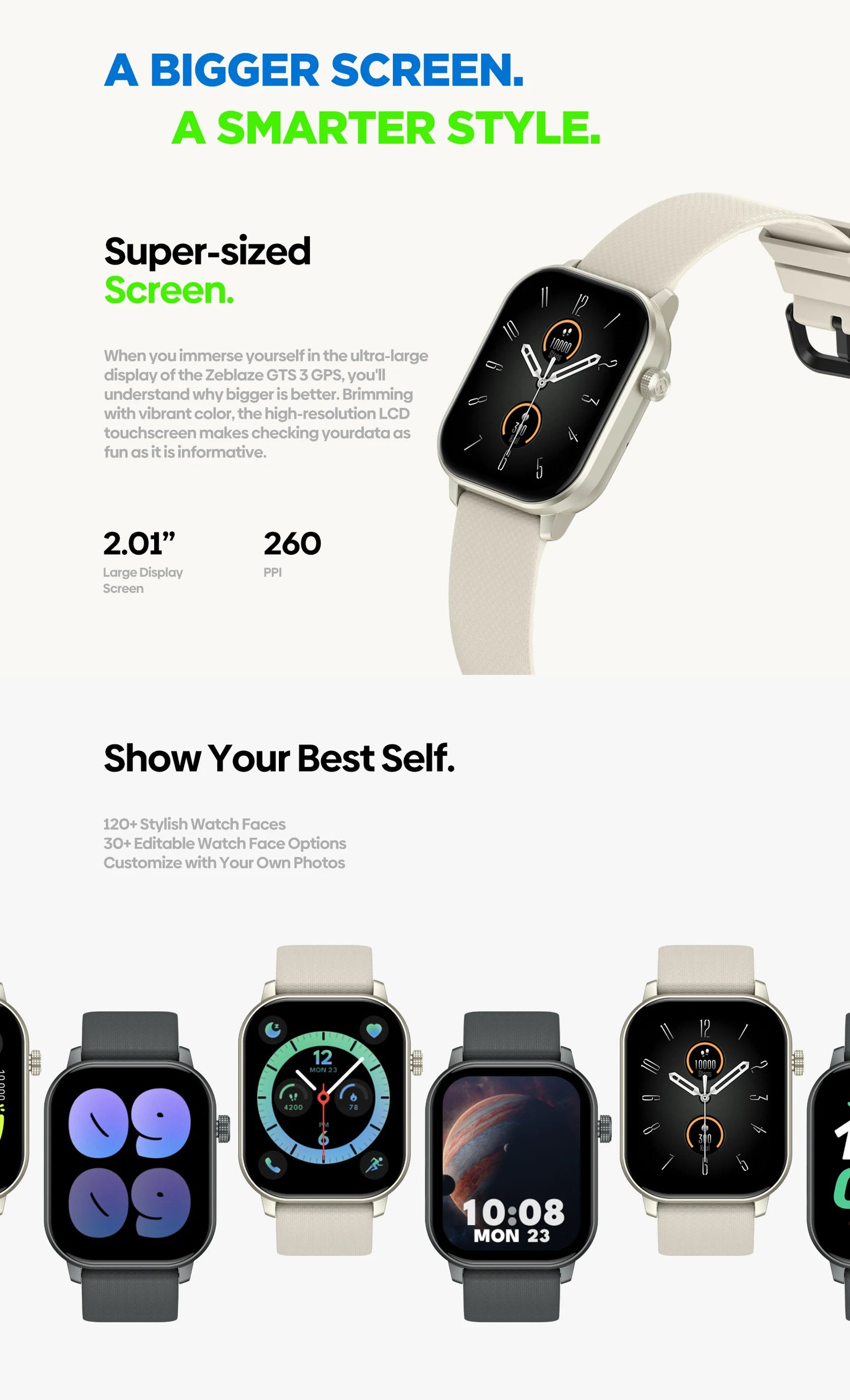 New 2025 Zeblaze GTS 3 GPS 2.01" Screen Sports Smartwatch Make/Receive Phone Calls Heart Rate SpO2 Stress Tracking Smart Watch