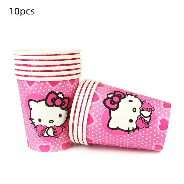 Cute Cartoon Kitty Cat Balloons Set First 5th 6th Birthday Decoration Baby Shower Globos Hello Cake Topper Backdrop Candy Box
