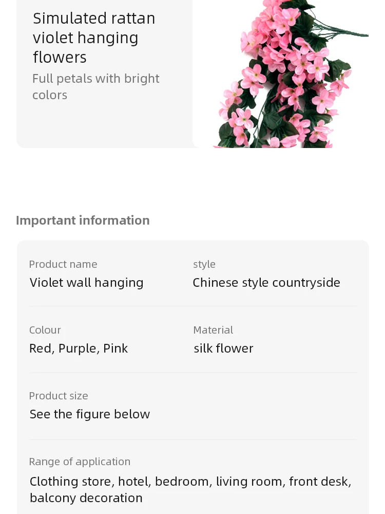 75CM Violet Artificial Flower Party Decoration Simulation Valentine S Day Wedding Wall Hanging Basket Flower Orchid Fake Flower