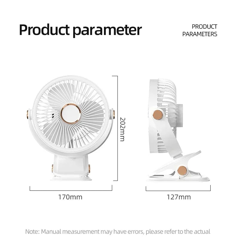 USB Rechargeable Table Fan Clip-on Type Portable Mini Desk Fan 360 Degree Rotation Adjustable Clip-on Fan For Student Dormitory