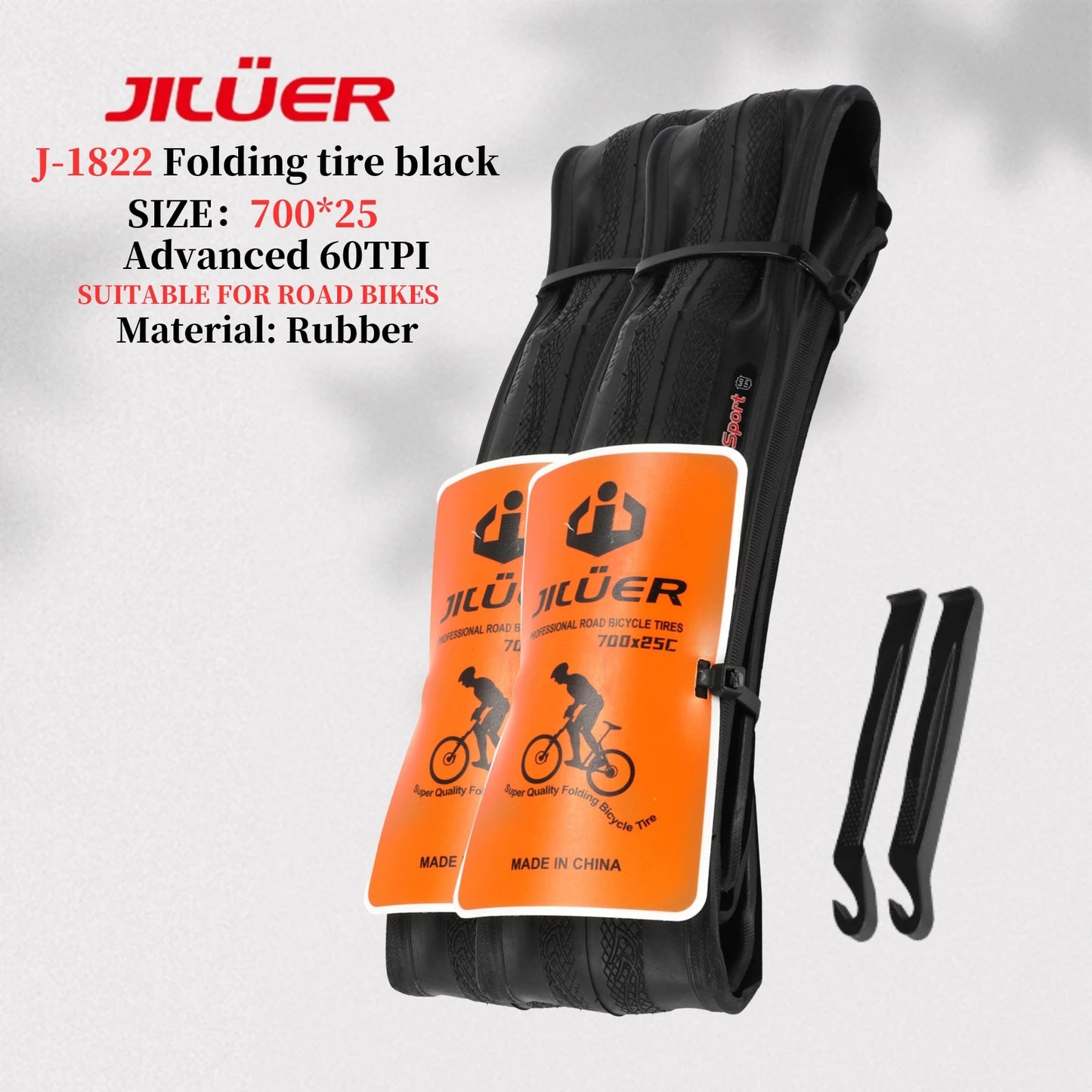 High-Performance 700C Road Bike Tires - 60TPI Puncture Resistant & Foldable Black/Yellow, Ultralight Bike Inner Tube 700x25c