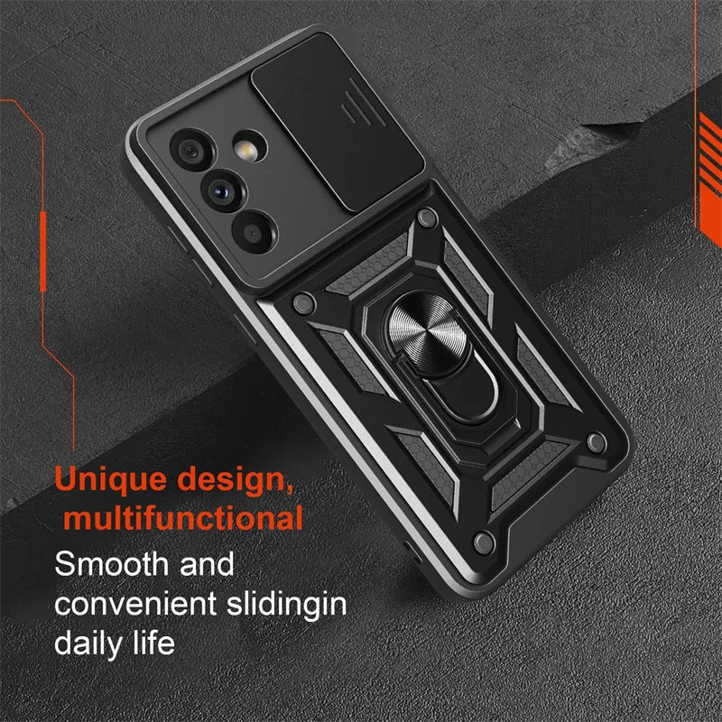 Armor Case For Samsung Galaxy S24 FE S22 S23 Plus S21 S25 Ultra S20 A54 A16 5G A56 A55 A35 A15 A05 A06 Slide Lens Protect Cover