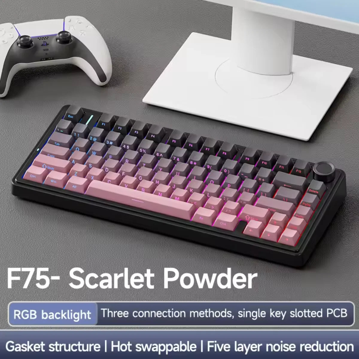 AULA F75 Mechanical Keyboard Wired/2.4G Wireless/Bluetooth RGB PBT 75% Layout OEM Profile Gasket Customized Pc Gaming Keyboard