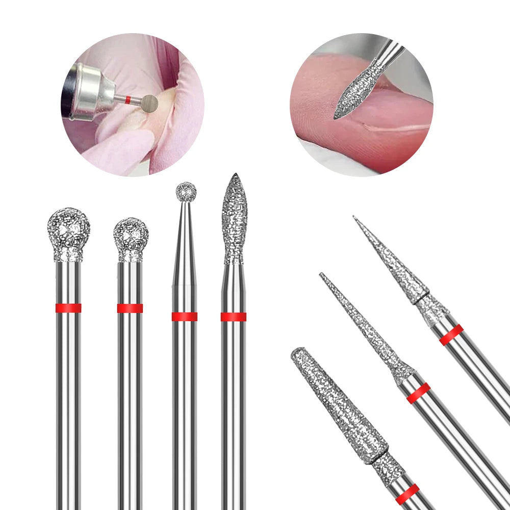 7 Pcs Nail Cone Tip Diamond Drill Bits Electric Cuticle Clean Rotary for Manicure Pedicure Grinding Head Sander Tool
