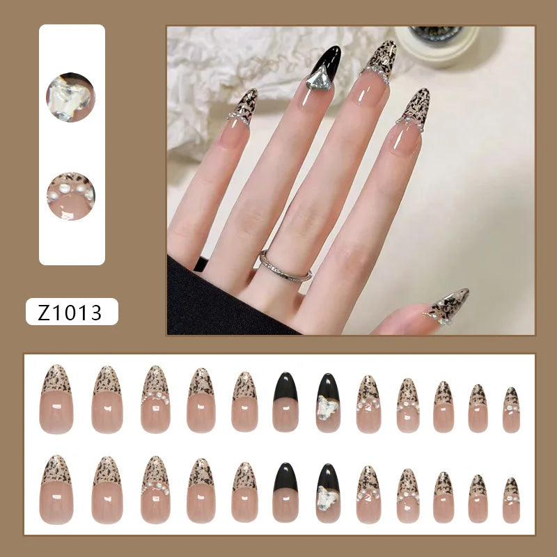 Bean Paste Cat Eyes Press on Nails Pink Gradient Fake Nails Glossy Artificial Finger Manicure Reusable False Nails for Women